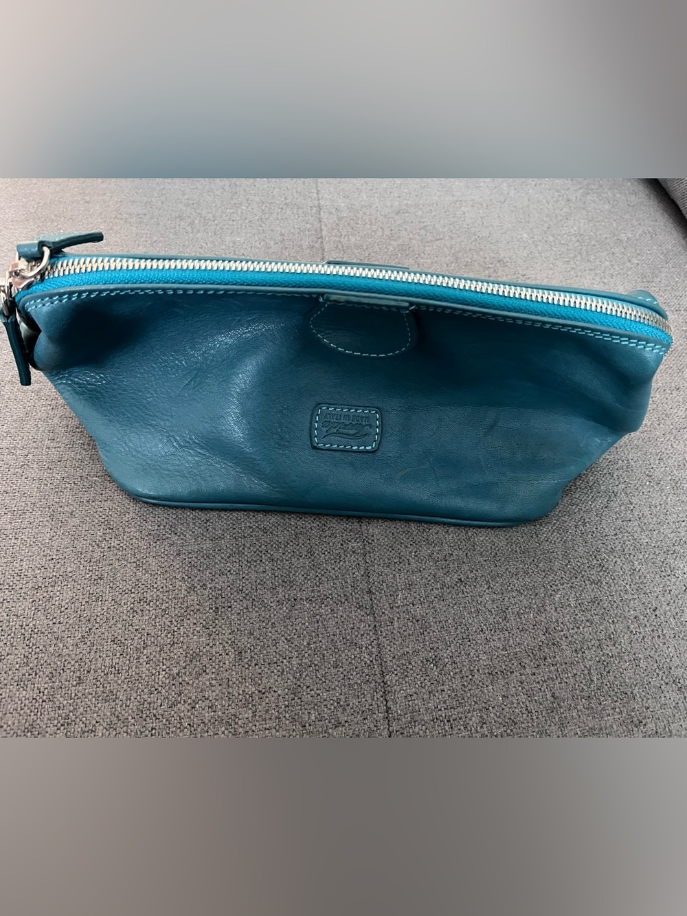 Teal Leather Cosmetic Pouch - Fossil